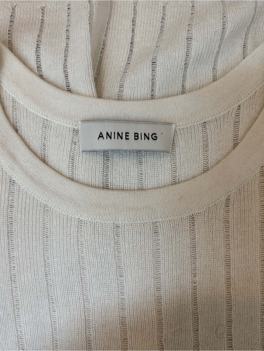 Anine Bing Noel Ribbed Ivory Tank Top In Wool-knit Size Large - Picture 7 of 8